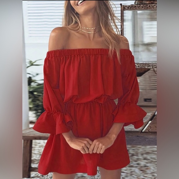 NEW! Red Hot Ruffle Off-Shoulder Dress – XL
SHEIN | Flirty, Fun & Fabulous - Picture 1 of 3